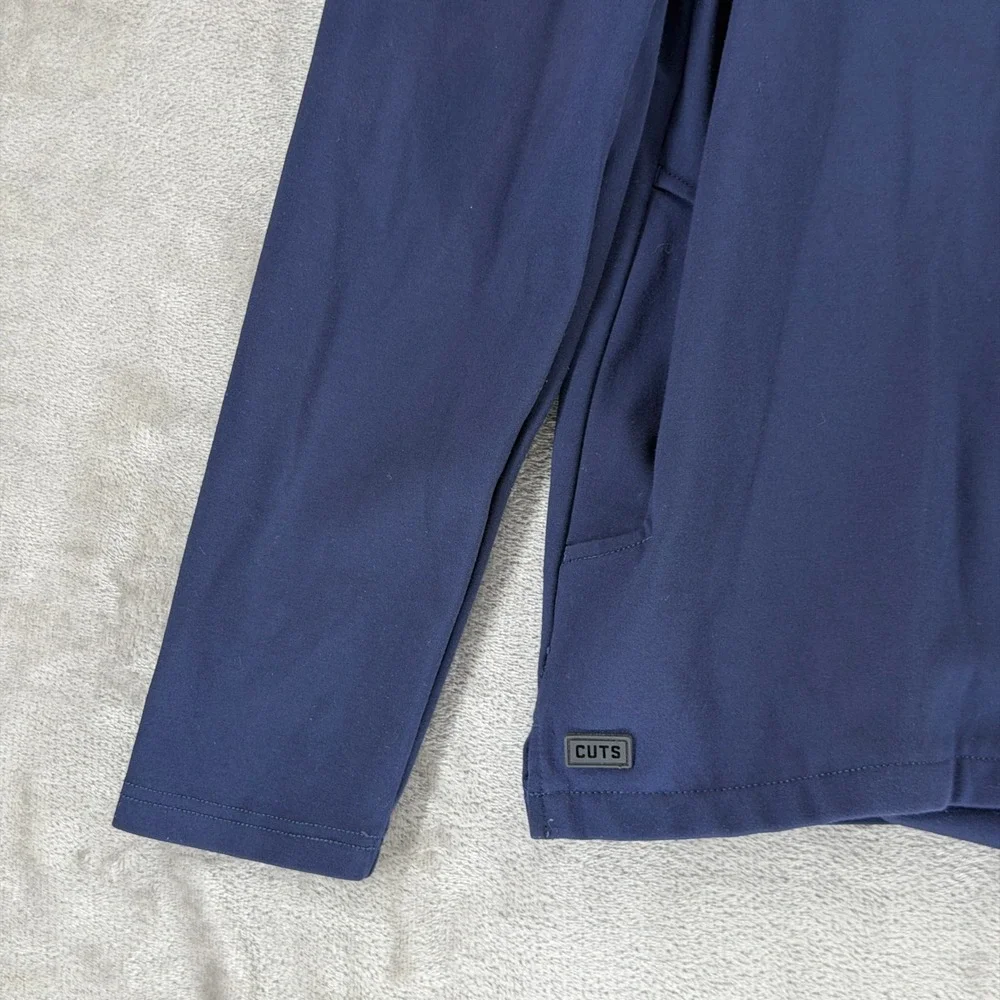 CUTS Pullover Men M MK10341N Navy Blue Quarter-Zip VIVL Logo EUC